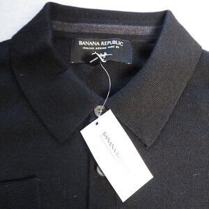 Banana Republic Mens Long Sleeve Polo Sweater M 100% Merino Wool Collar (Defect)